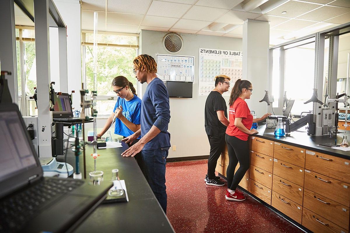 students in biology lab